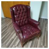 Maroon  Leather Wing Back Chair