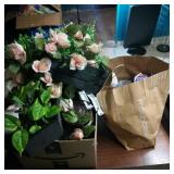 Box Full Of Decor & Bag Full Of Painting Items