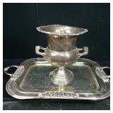 Silver Plated Tray & Champaign Bucket (Trophy?)