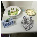 Crate & Barrel Bowl, Floral Dish & Candle Holder
