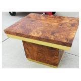Faux Burl Wood and Brass Coffee Table