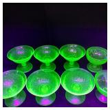 (8) Uranium Glass Sherbet Stemmed Bowls