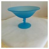 Satin Blue Swirl Stemmed Candy Dish