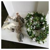 2 Floral Wreaths, Fish & Bird Decor