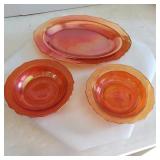 Federal Normandie Iridescent Bowls & Platter