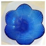 Cobalt Blueish Lettuce Leaf Bowl