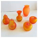 Satin Red & Orange Fruit & Vases