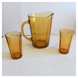 Light Amber Pitcher & Glasses