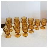 (13) Amber Stemmed Goblets