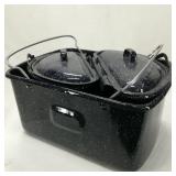 Speckled Enamelware Double Pair & Bucket