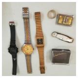 Watches, Tie Clip, Bone Carved Ring, Belt Buckle