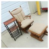 Glider Rocker with Foot Stand and Small Side Table