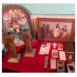 Religious Lot: Catholic Alter Candle Holders,...