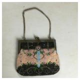 Glass Beaded Black & White Flapper Purse