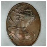 Cast Metal Portrait of Woman