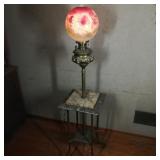 Floor Lamp Dating to 1888 with Hand Painted Globe
