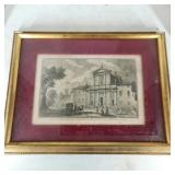 French Etching in Shadow Box Frame w Gallery Stamp