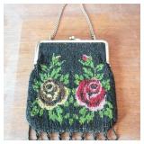 Glass Bead Purse Made in Germany Silk Interior