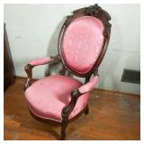 Victorian Parlor Chair w Brass Casters