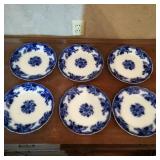 6 Flow Blue Plates by John Maddock & Sons England