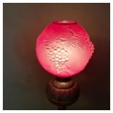 Brass Floor Lamp w/ Red Lamp Globe