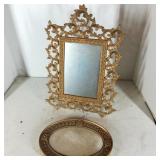 Gilt Iron Art Mirror with Easel Stand