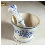 Blue & White Mortar & Pestle