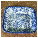 Blue Spongeware Dish 10"