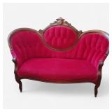 Red Velvet Victorian Love Seat