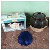 Red Stoneware, Blue Candy Dish & Watering Can