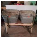 Double Bin Wash Bason with Stand