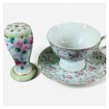 Hat Pin Holder and Lefton Music Box Tea Cup