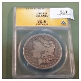 1879 Morgan Silver Dollar ANACS VG8 Cleaned