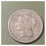 1865 Nickel Three Cent Piece 3c