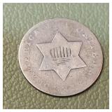 1851 Silver Trime 3c