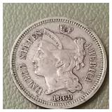 1869 Nickel Three Cent Piece 3c