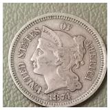 1874 Nickel Three Cent Piece 3c