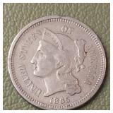 1865 Nickel Three Cent Piece 3c