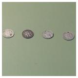 4 Nickel Three Cent Piece 3c Damaged/Can't Read