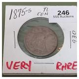 1875 S Liberty Seated Twenty Cent Piece 20c