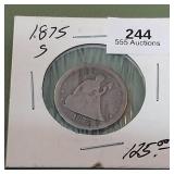 1875 S Liberty Seated Twenty Cent Piece 20c