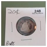 1875 CC Liberty Seated Twenty Cent Piece 20c