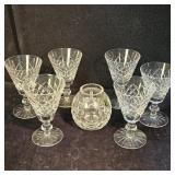 Waterford Crystal Sphere & (6) Wine Goblets