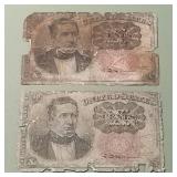 2 Fifth Issue 10c Fractional Currency F1265-1266 H