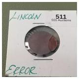 Lincoln Penny 1c Error - Off-Center