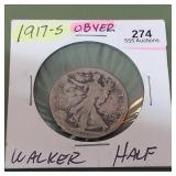 1917 S Walking Liberty Half Dollar 50c