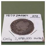 1907 P Barber Half Dollar 50c