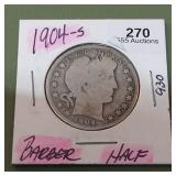 1904 S Barber Half Dollar 50c