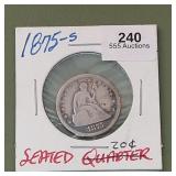 1875 S Liberty Seated Twenty Cent Piece 20c