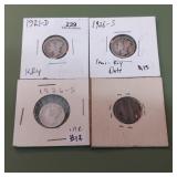 4 1921-1926 S,D Mercury Dime 10c (1) Has Damage